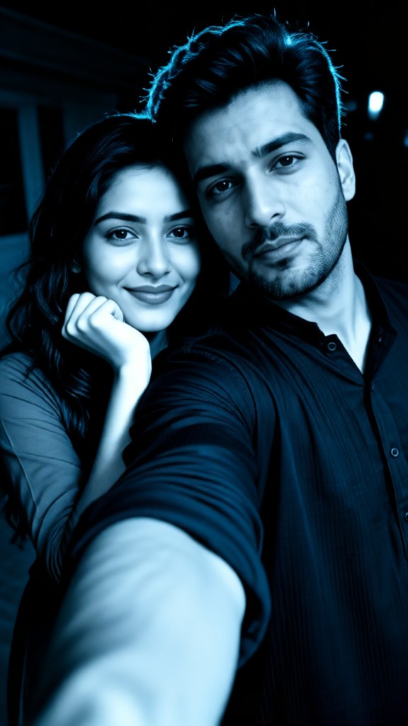 Selfies de pareja en blanco y negro y escala de grises image