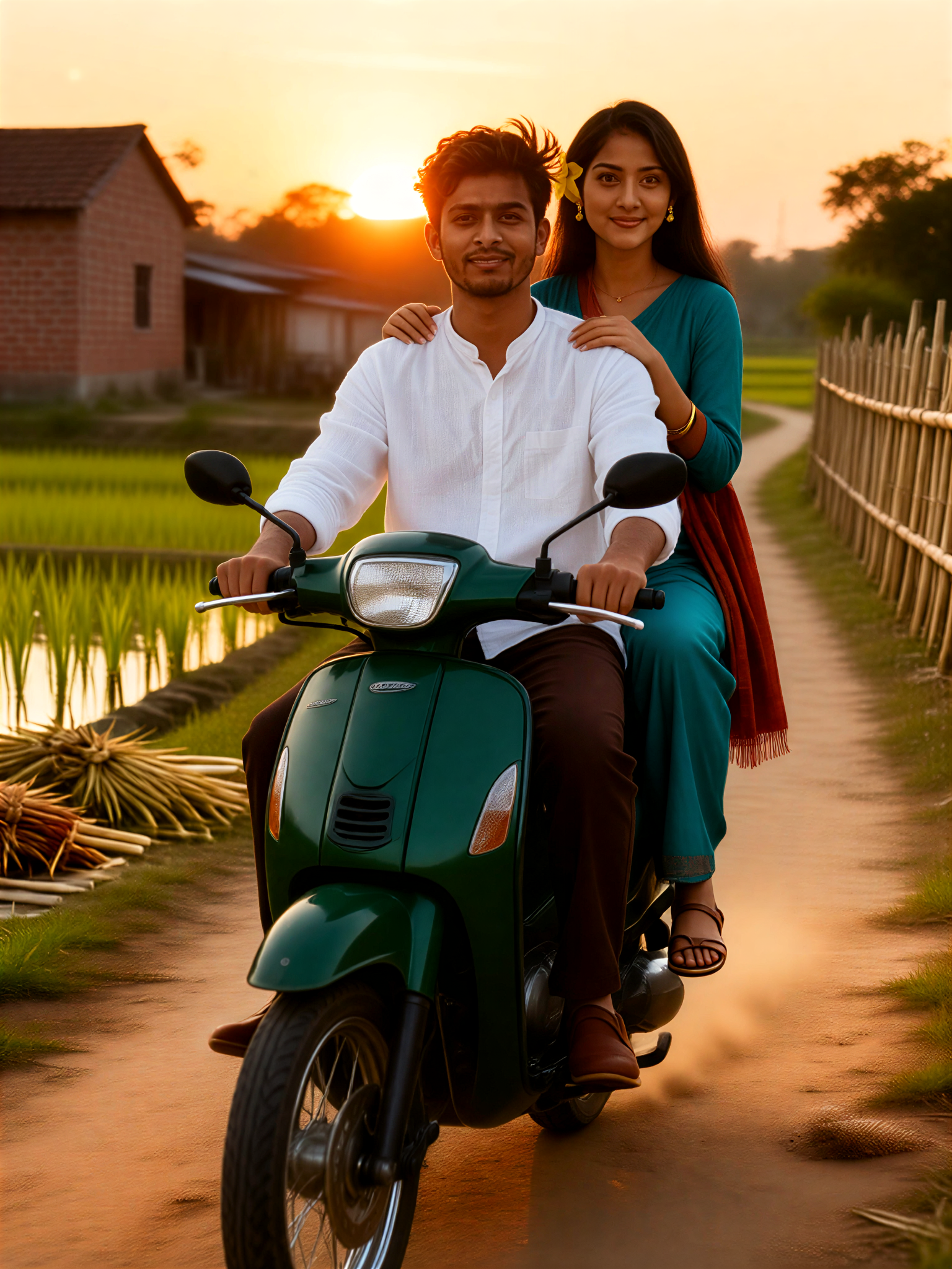 Motorcycle transportation on rural roads. image