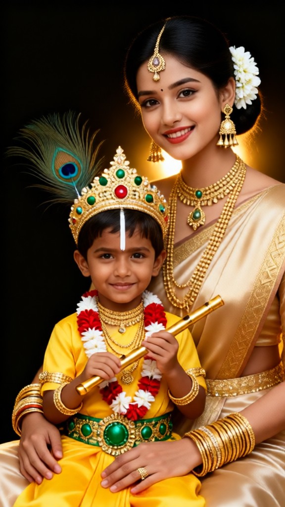 Backlight Mother Child God Traditional Costume Photo image