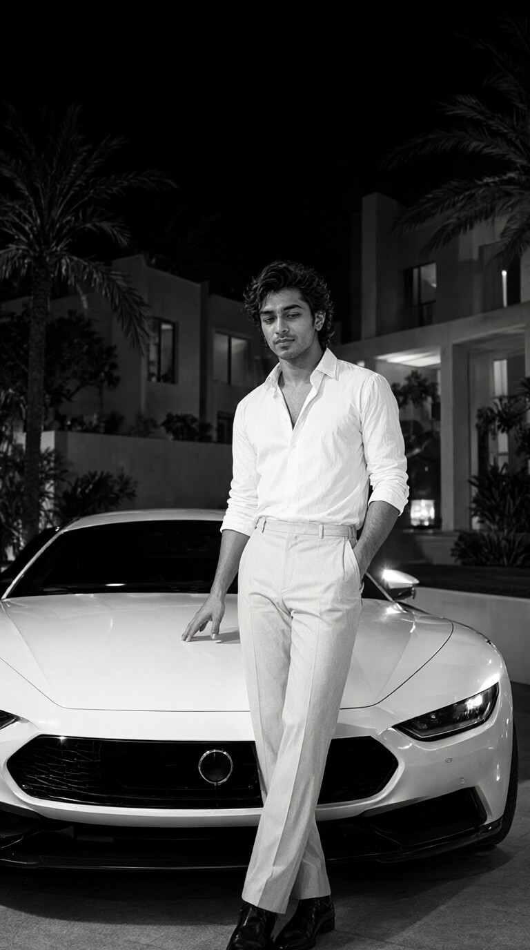 Black and White-Man And Luxury Car-02 image