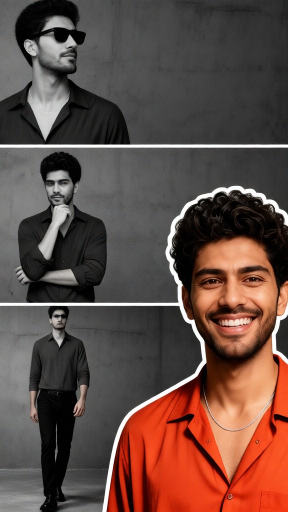Man-Colorful and Black-and-White Image image