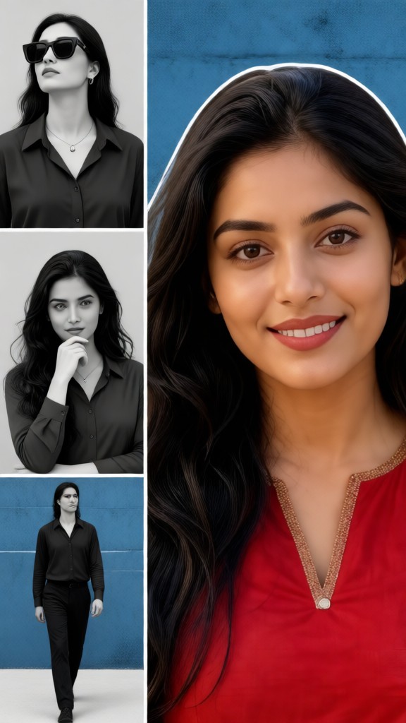 Woman-Colorful and Black-and-White Image image