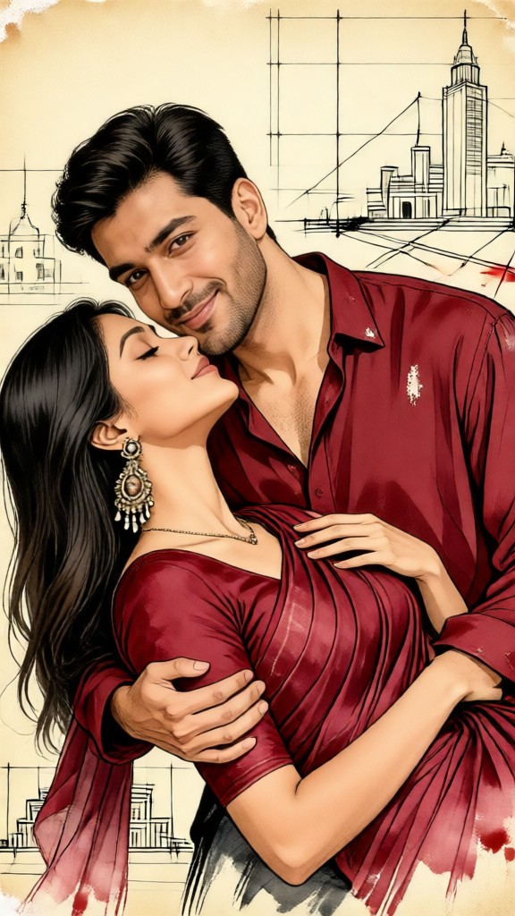 Hand-drawn illustrations of couples image