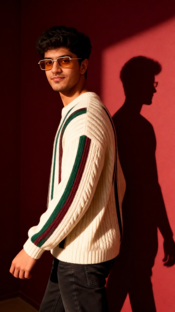 Portrait in a Red-and-Striped Knitted Sweater image