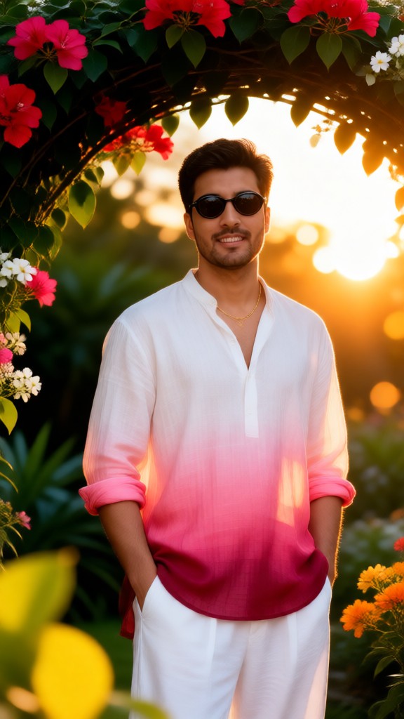 A Pink-and-White Portrait Among the Flowers image