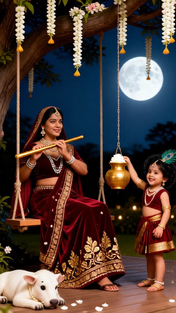 Mother and Son on Krishna's Birthday image