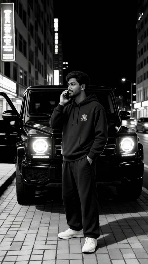 Black-and-White Luxury Cars and Mansions image