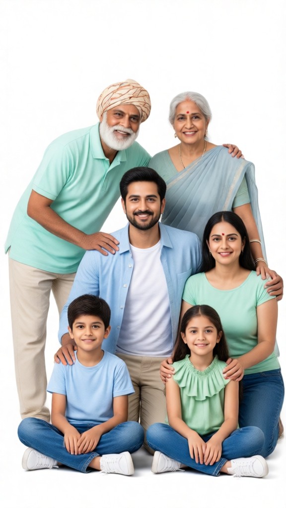 Eine glückliche Familie von sechs image