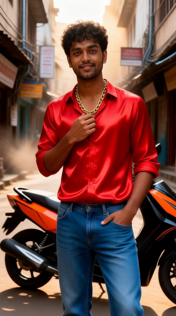 Video-Handsome Mann und Motorrad image