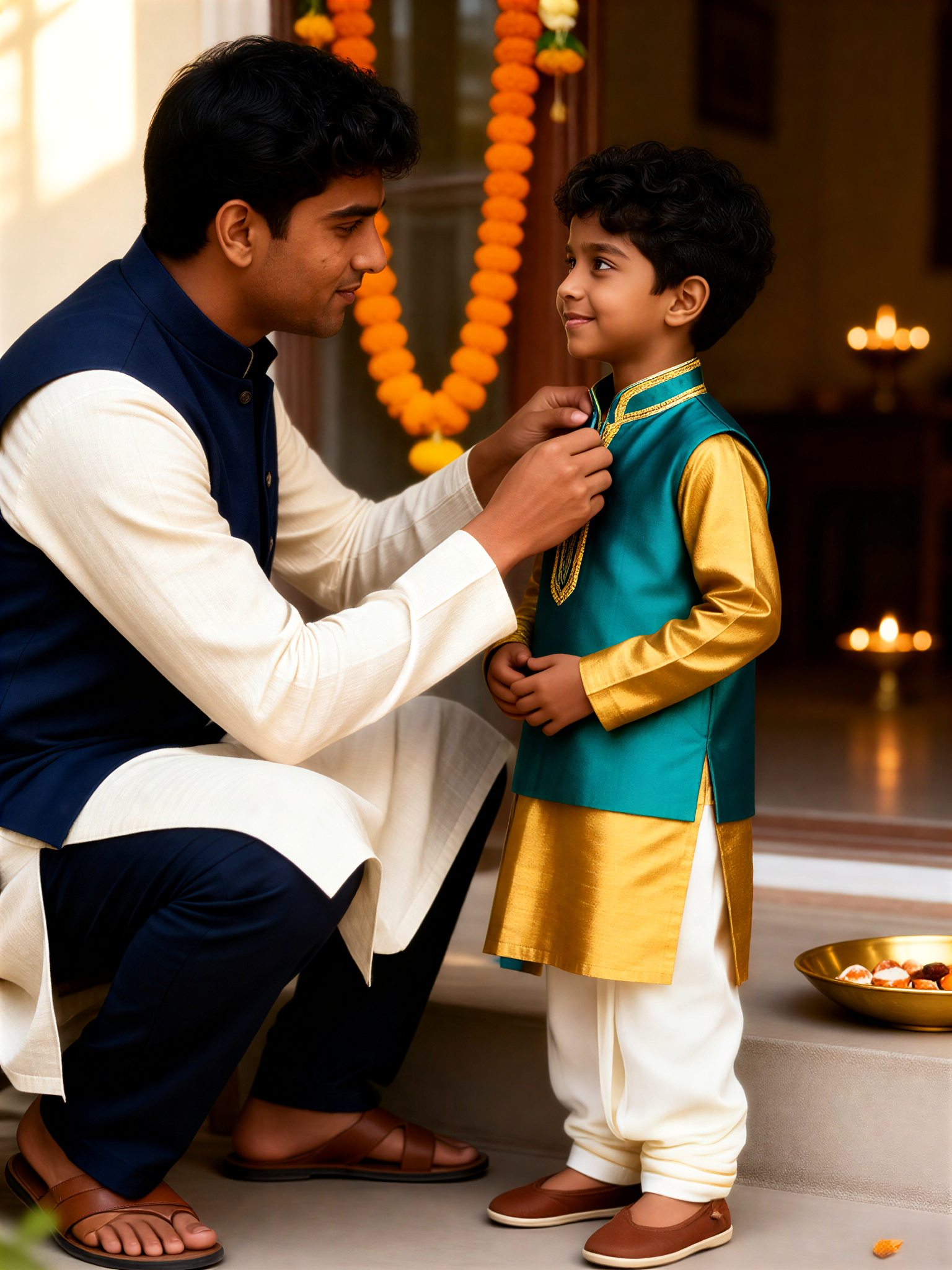 father fixes kurta image