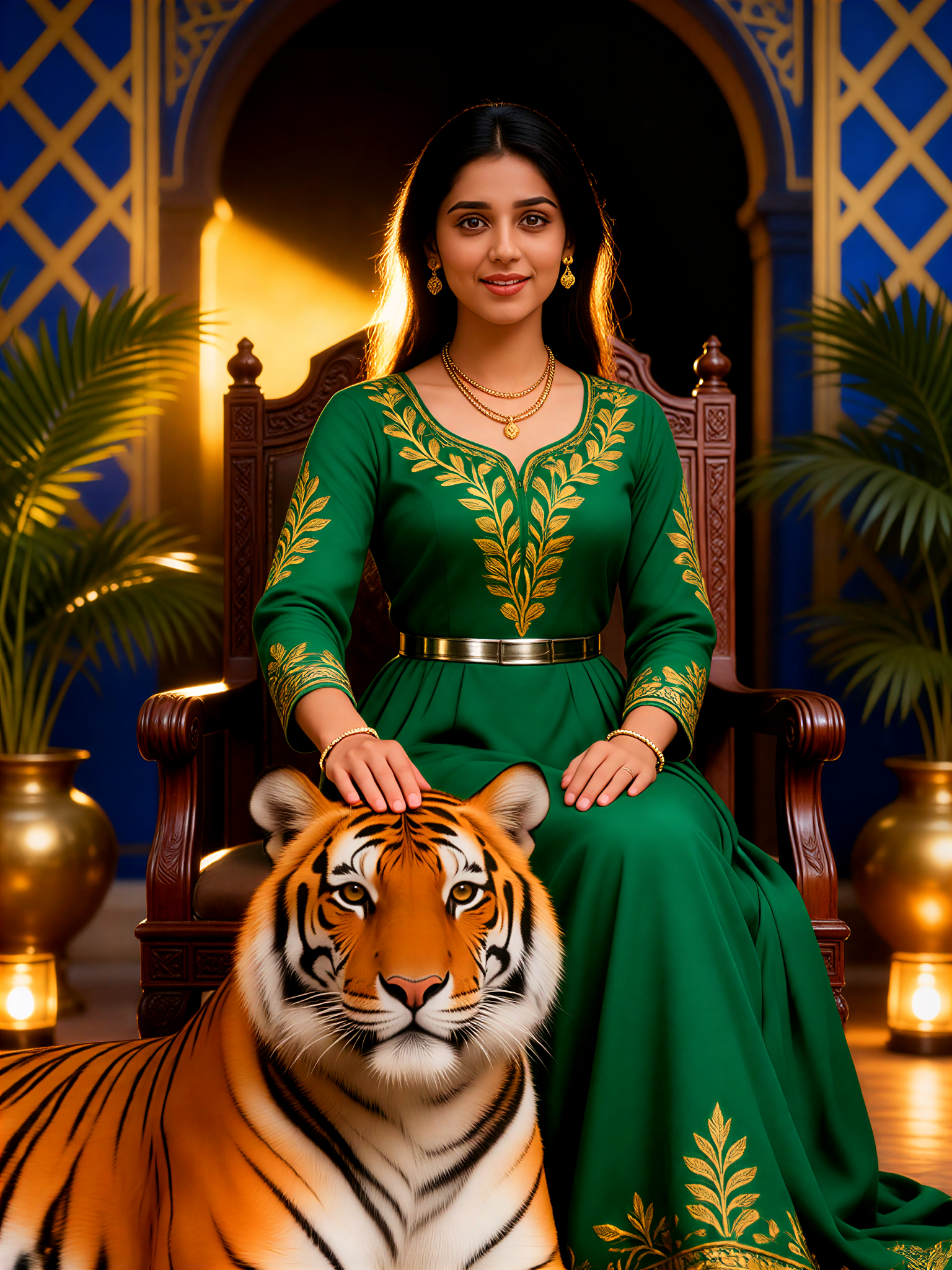 Solo Female | Imperial Green Dress with a Golden Tiger image