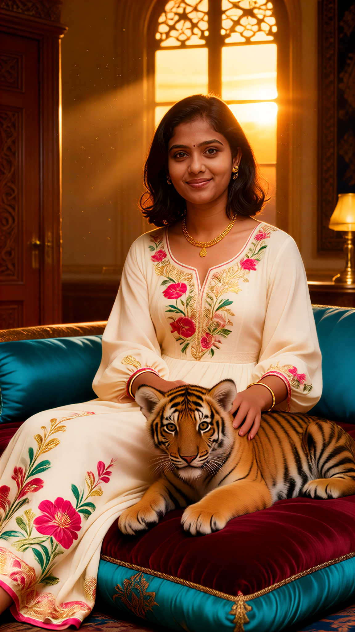 Solo Female | Court Embroidered Dress and Young Tiger image