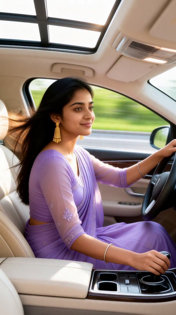 Video-Cool Woman Driving The Car image