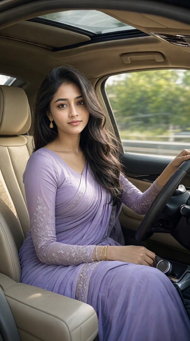 Video-Cool Woman Driving The Car image