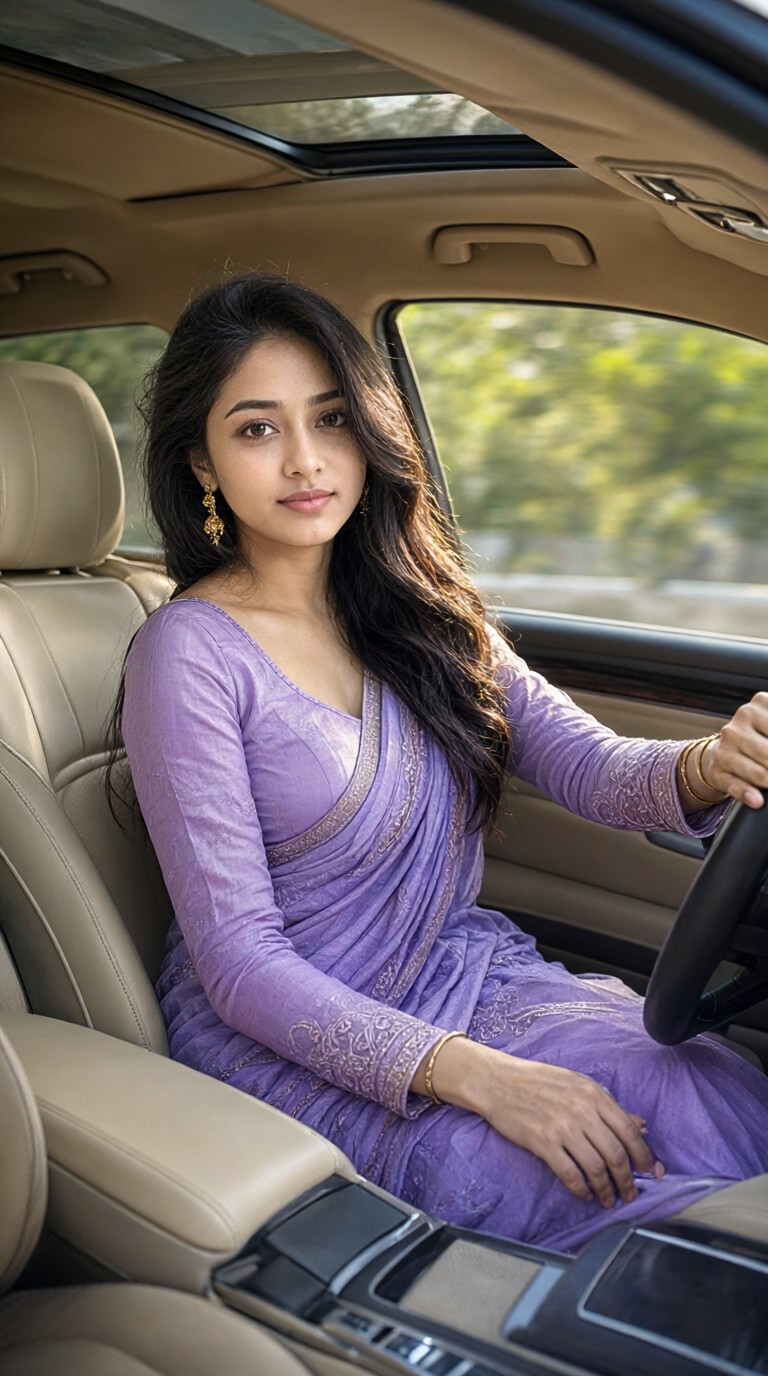 Cool Woman Driving The Car image