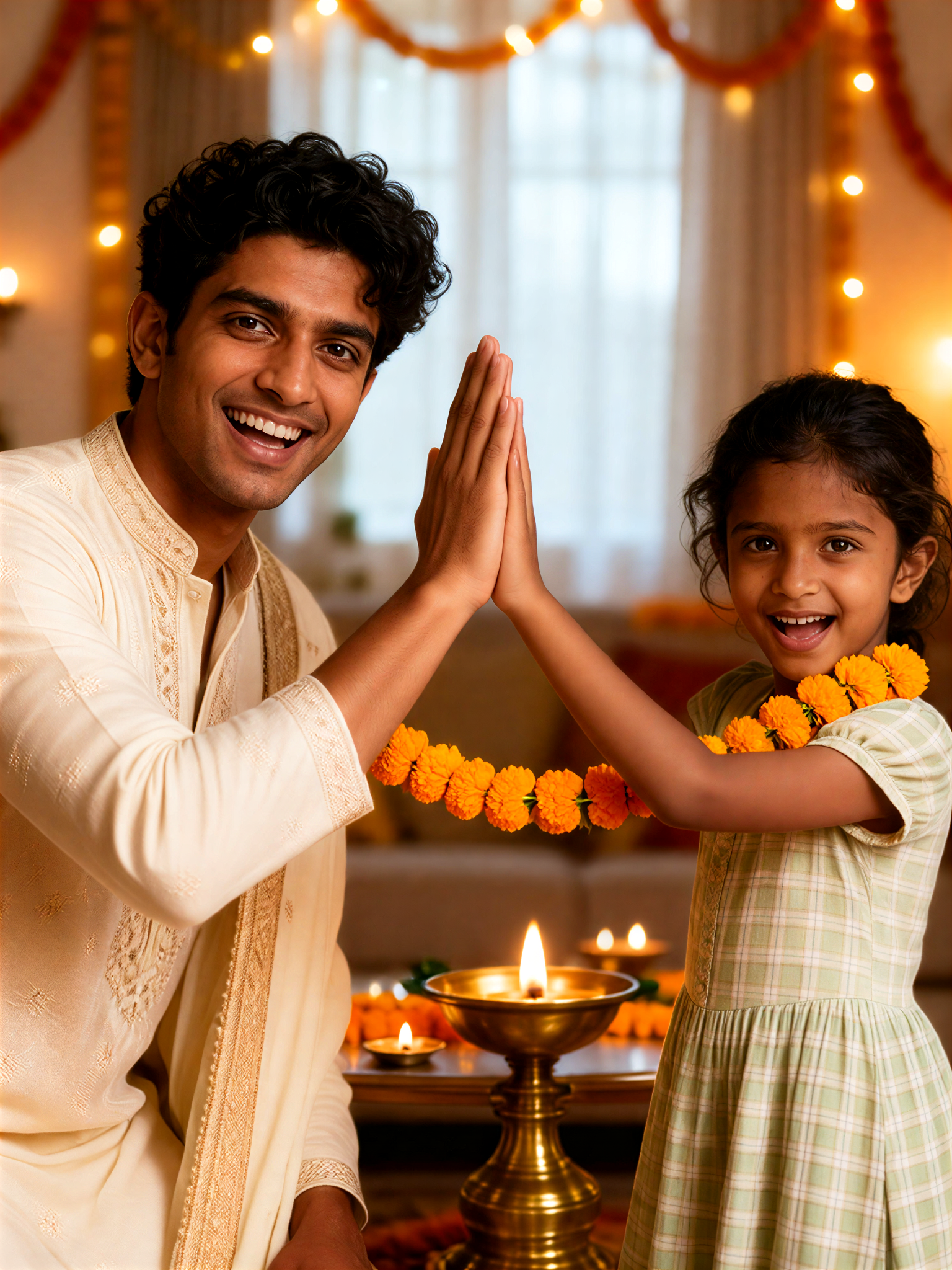 father and daughter high five image