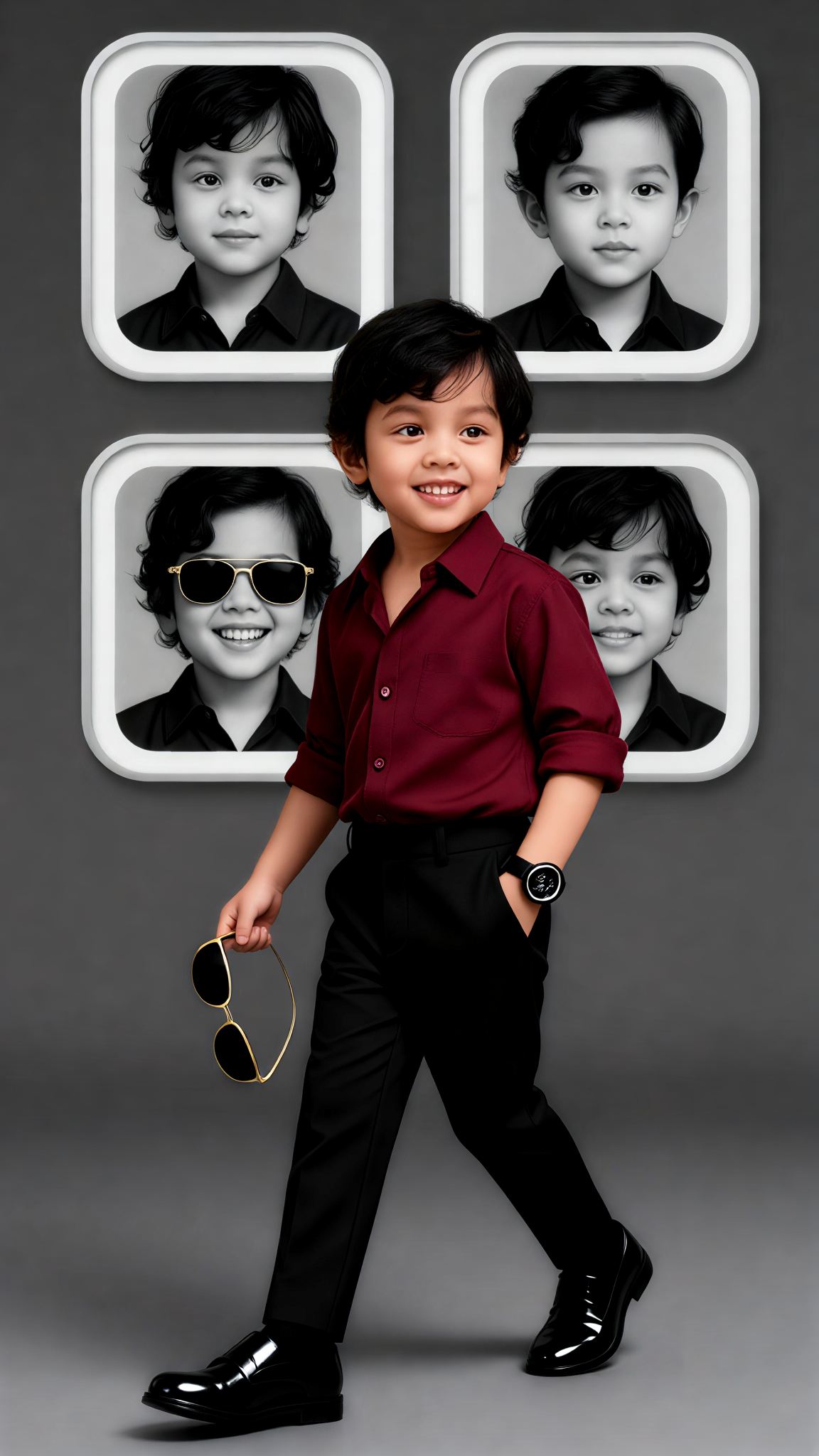Kids' Sunglasses Watercolor Portrait-5 image