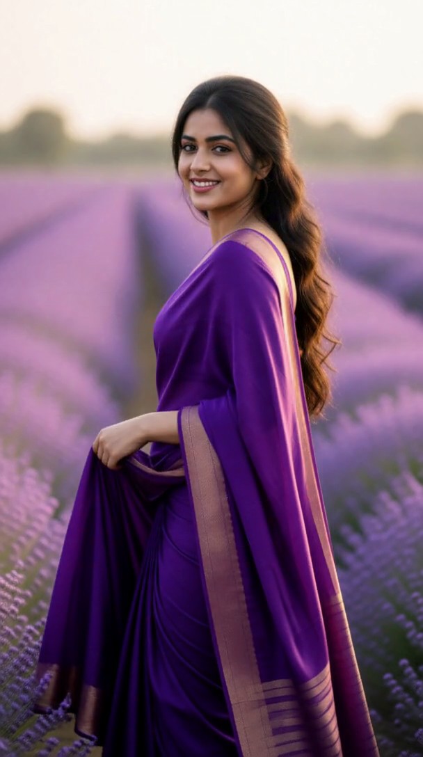 Beautiful woman in a floral saree-4 image