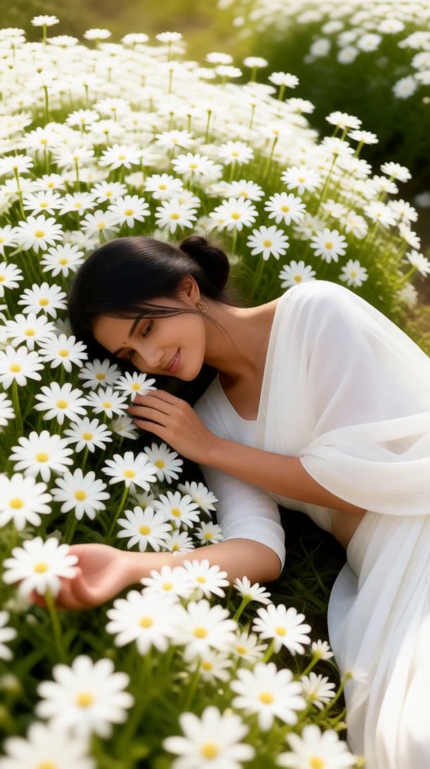 Beautiful woman in a floral saree-05 image