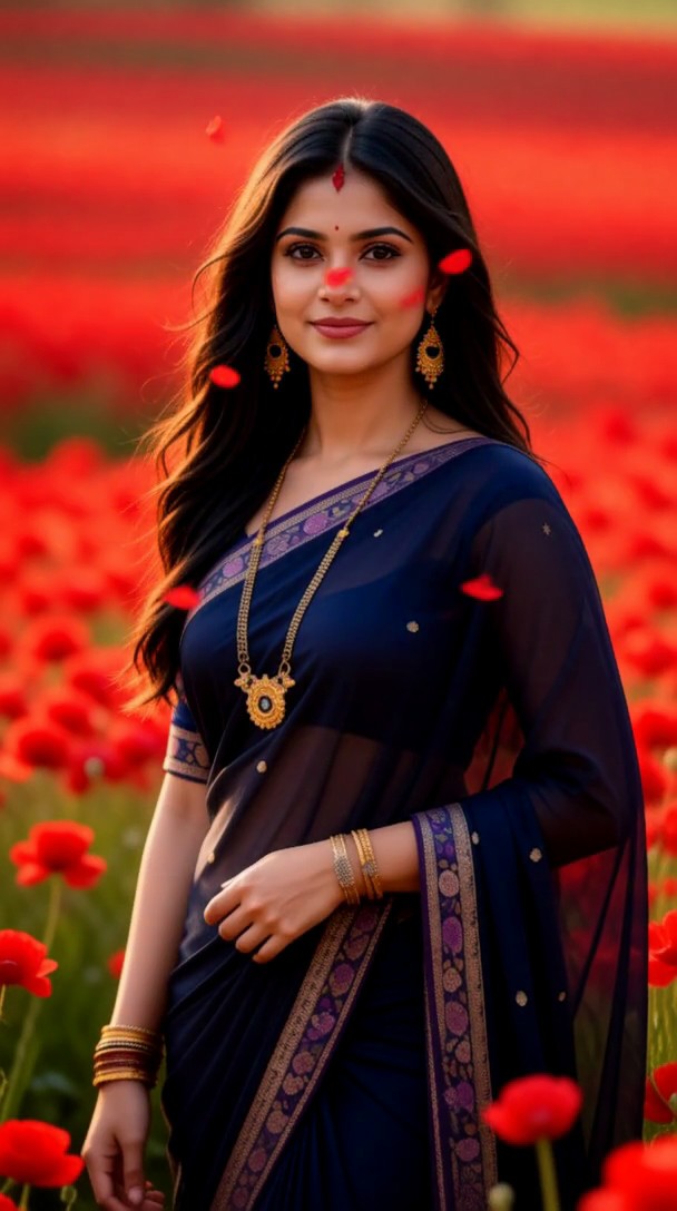 Mujer hermosa en un saree floral-17 image