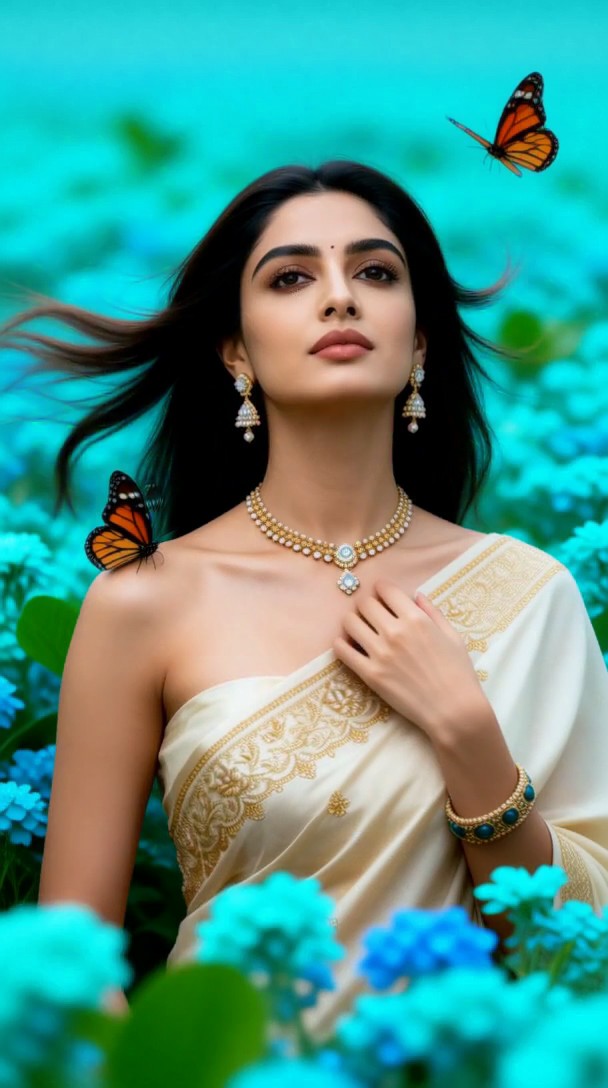 Beautiful woman in a floral saree-19 image