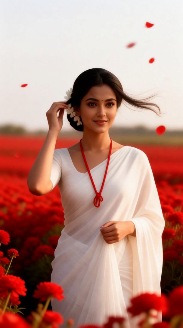 Beautiful woman in a floral saree-22 image