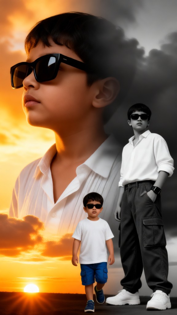 귀여운 소년과 일몰 The Cute Little Boy and the Sunset image