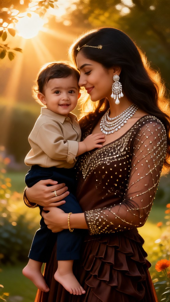 Portrait of a Mother and Son in Golden Light and Shadow image