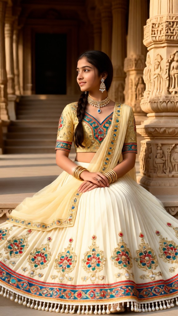 Portrait of a Woman in Fine Attire at an Ancient Temple image