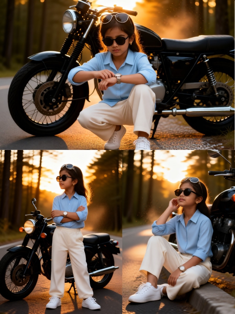 Drei-Panel-Fotoshooting von Kindern auf Motorrädern image