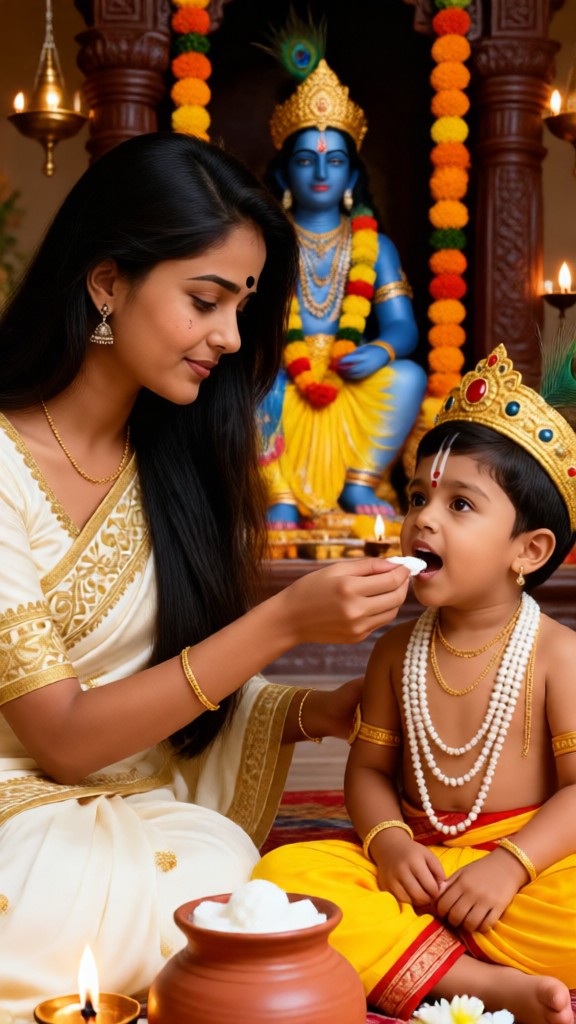 Krishna-Mutter und Sohn image