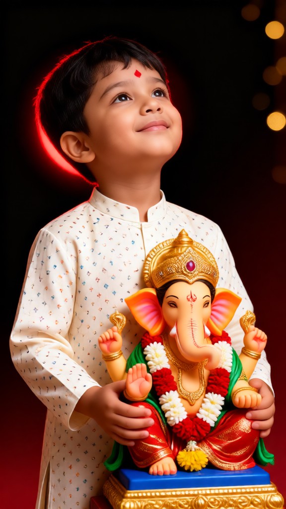 Niedliche Baby Boy und Ganesha image