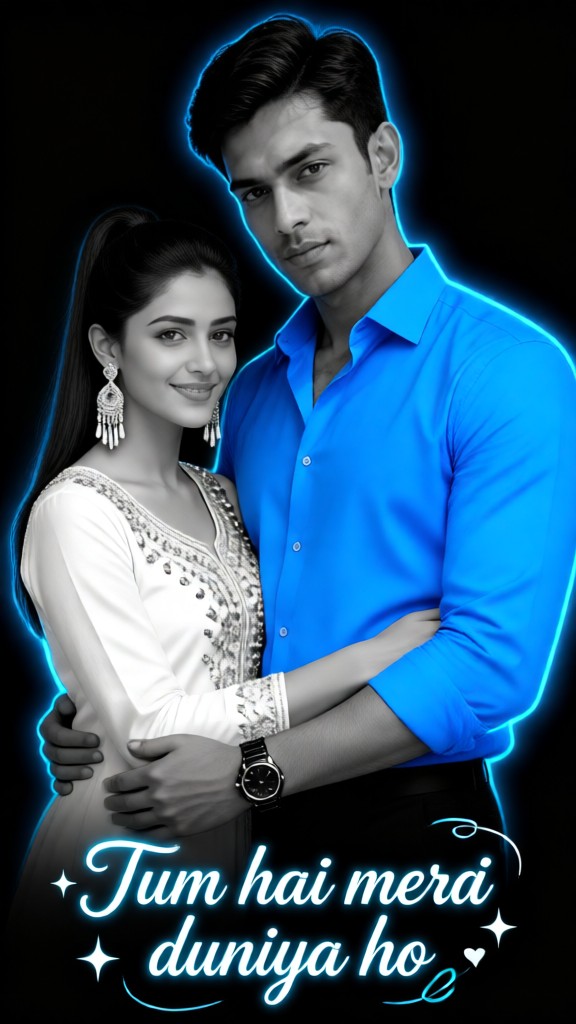Blue Neon Couple Photo image
