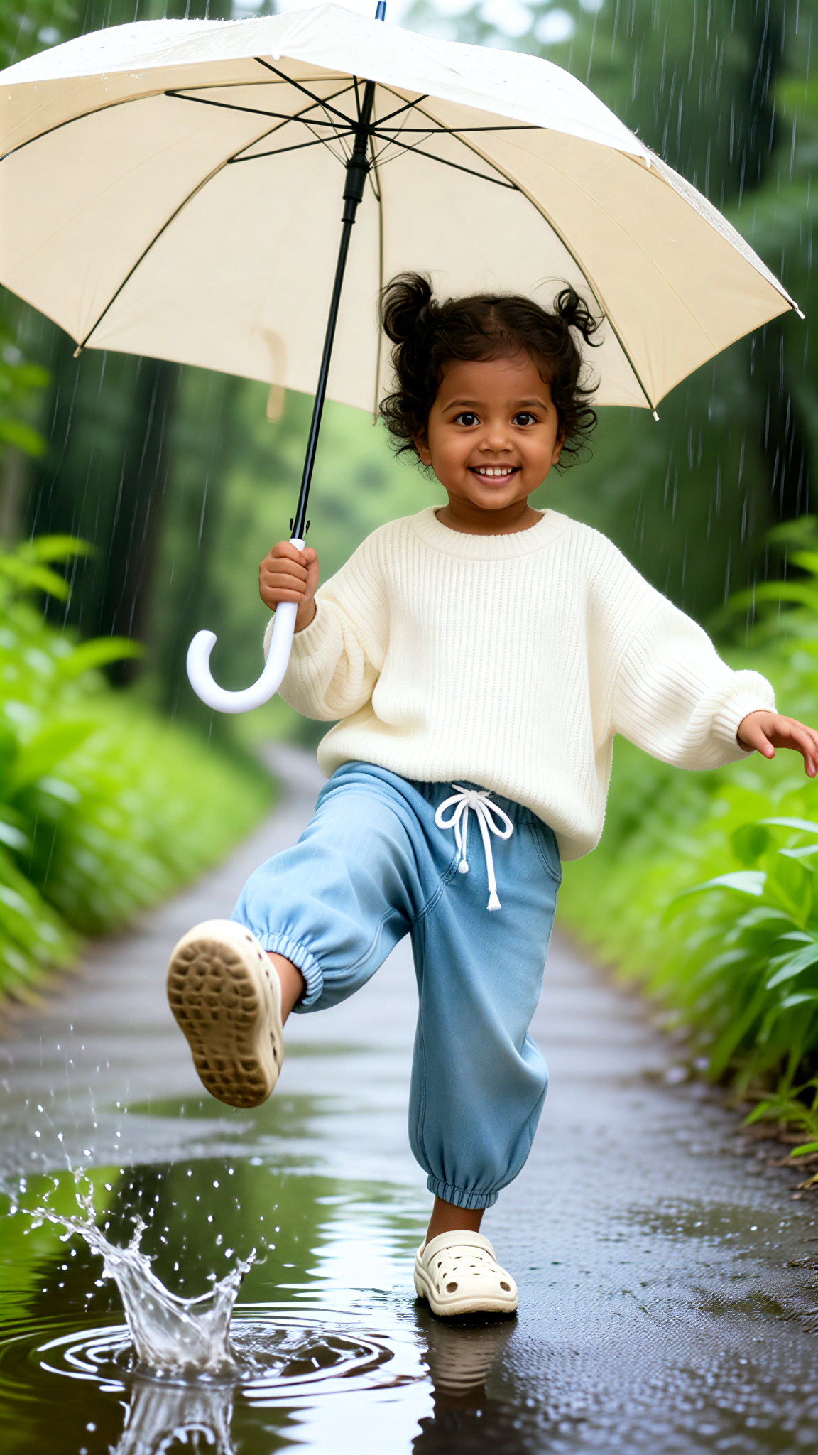 baby splashing in the water image