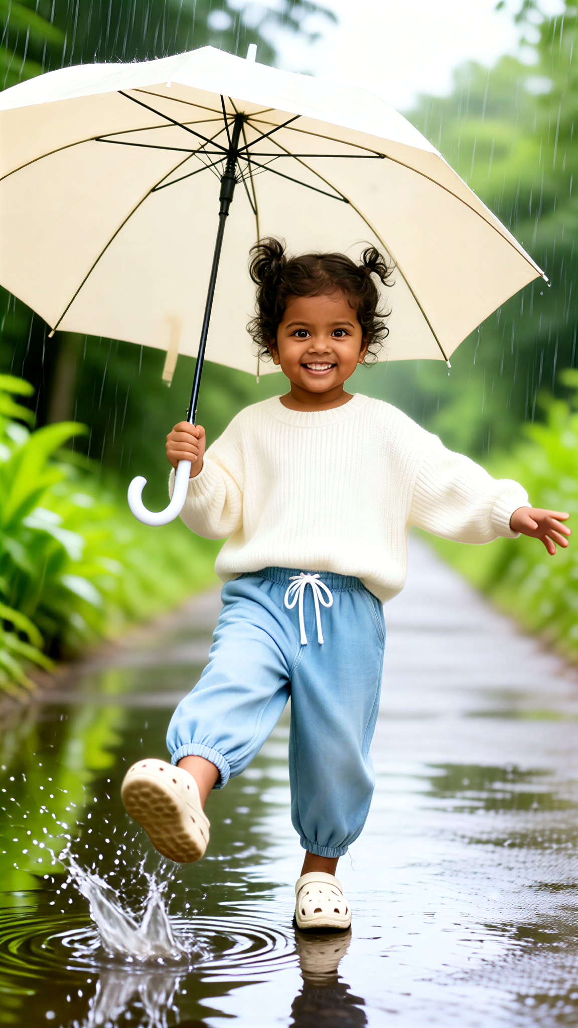 baby splashing in the water image