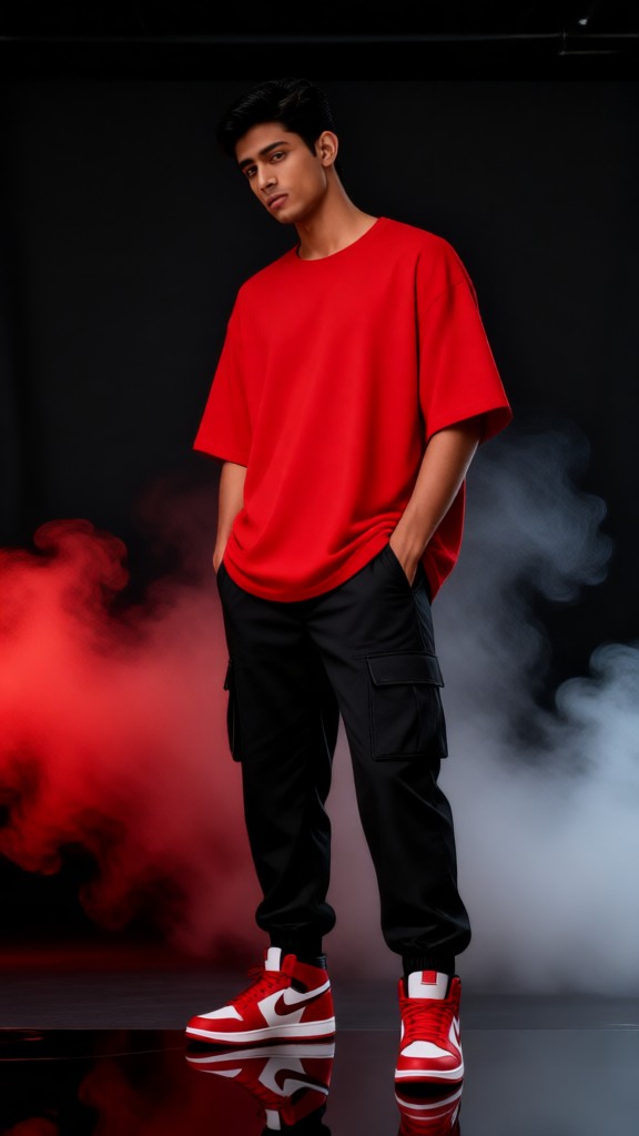 Photo featuring red smoke and Nike gear image