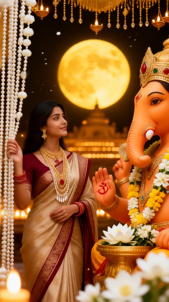 An atmospheric sari and Ganesha image