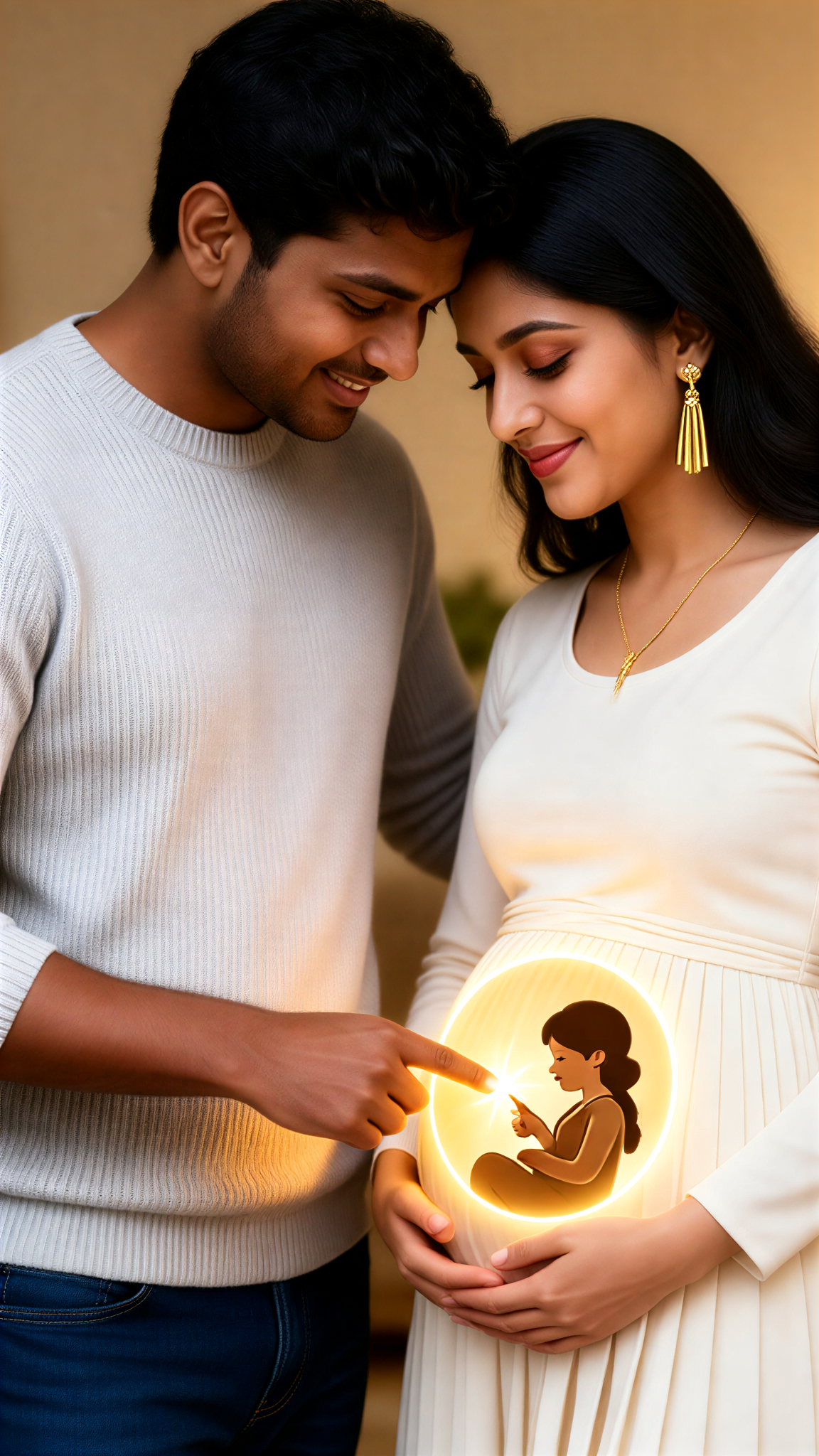 Warm-Toned Pregnancy Couple and Fetus Poster image