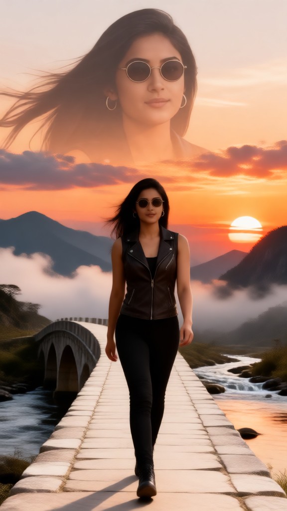 Sunset Stone Bridge image