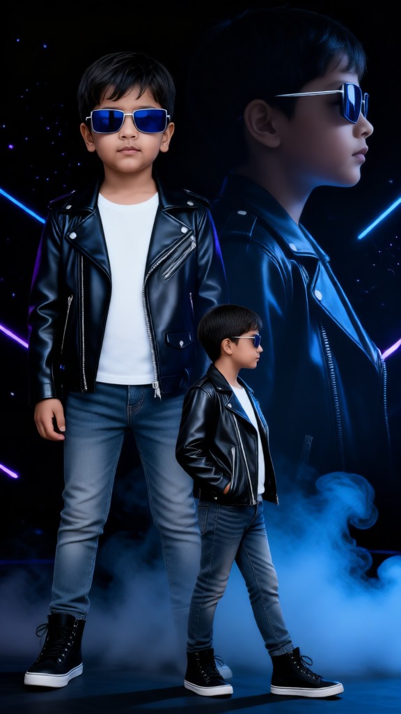 Sunglasses, Leather Jacket, Triple Exposure image