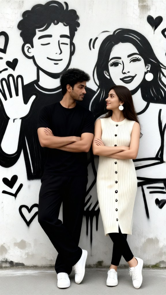 Cartoon Wall Art and Graffiti Couple Portraits image