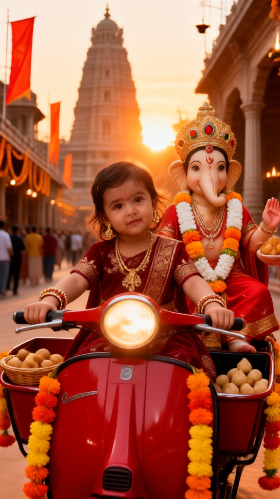Motorrad mit Ganesha fahren image