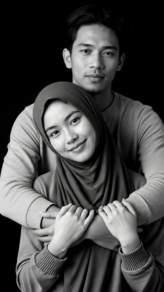 Black-and-White Atmospheric Couple Photoshoot image