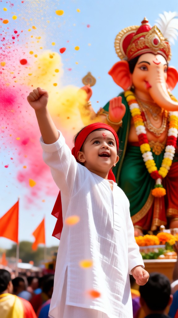 Gruppenfoto mit der Ganesha-Parade und Babys image
