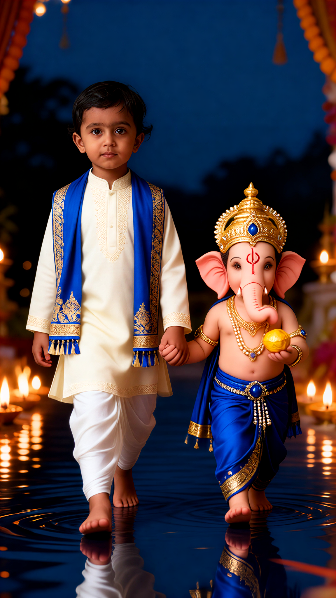 Holding hands with Ganesha image