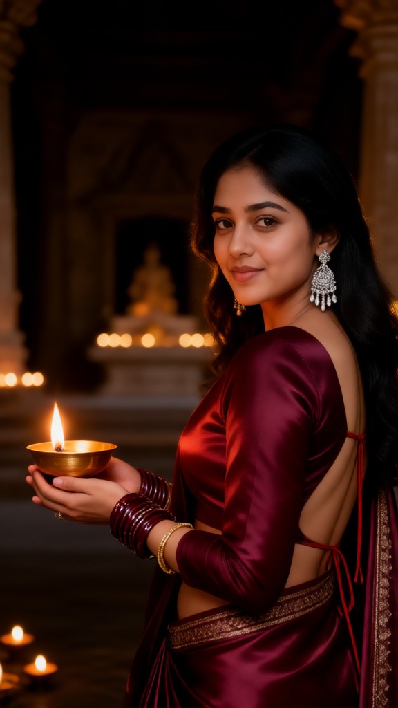 A 아름다운 여자 in a Maroon Sari-03 image