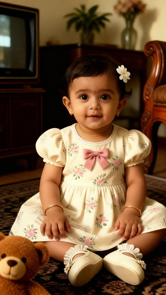 Portraits of baby girls from the 1980s image