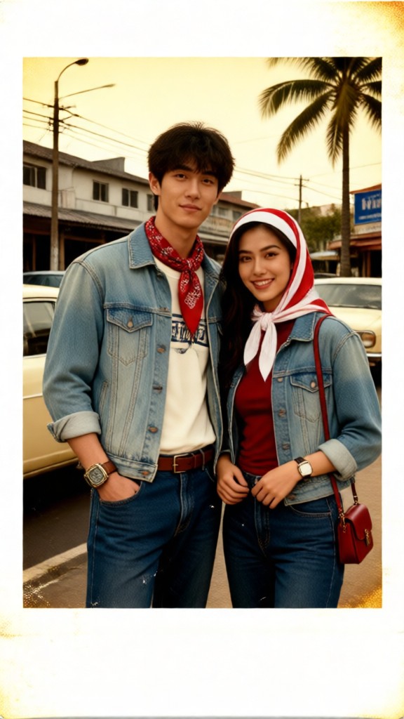 Polaroid photos of couples from the 1980s image
