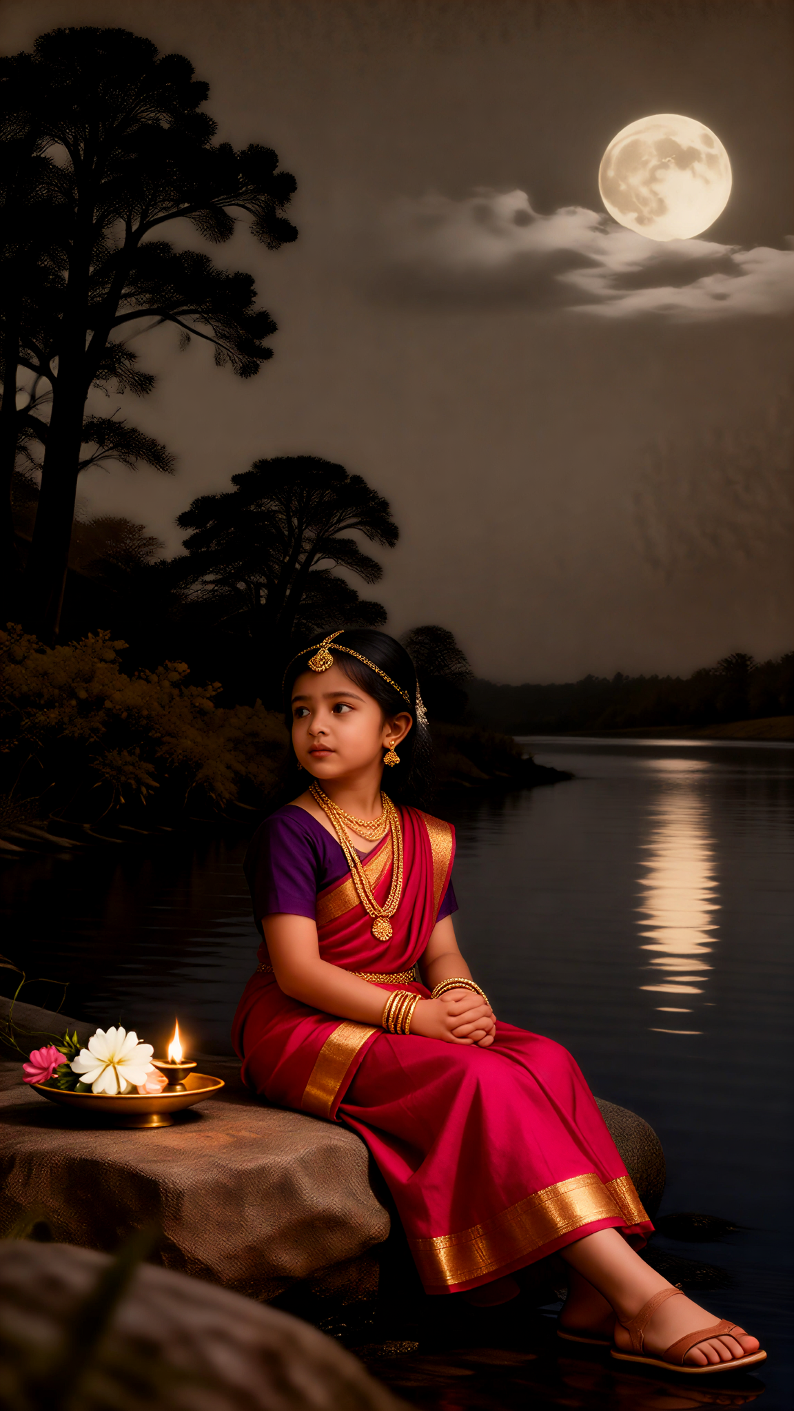Fotoshooting in traditioneller roter indischer Kleidung image