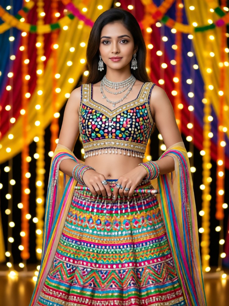 Chaniya Choli with mirror embroidery image